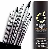Pinturale Arts® Aquarellpinsel Set für Profis | Round Series | 8 Pinsel Aquarell | Hohe Absorption und Kontrolle des Wassers für konstanten Farbfluss | Aquarell Pinselset für Künstler