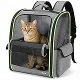 Lekesky Katzen Rucksack Hunderucksack für Mittel/Kleine Haustiere(2-8KG), KatzenRucksack mit Netzfenster für Wandern, Reisen, Outdoor (Grau, M)