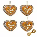 8er-Set Lebkuchenherzen Deko, 8 Stück Lebkuchenherzen „Danke“ Deko – Herz Anhänger im Oktoberfest-Stil aus Filz, Bayrische Deko, Kreative Lebkuchen Deko für Oktoberfest und Weihnachten (D)