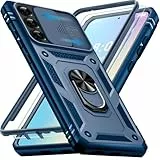 Giyer Panzerhülle für Samsung Galaxy S25 Hülle mit Schutzfolie, Handyhülle S25 Case mit Kameraschutz 360° Metall Ring Ständer, Stoßfest Schutzhülle für Samsung S25 5G Cover Tasche (Blau)