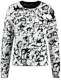Taifun Damen Pullover mit Jacquardmuster Langarm Gemustert Offwhite Gemustert 42