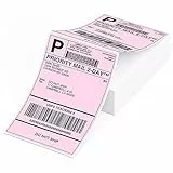 Phomemo 4X6'' Thermo-Versandetiketten, 100 Stück Rosa Gefaltete Etiketten für 241bt/D520bt/b246d Etikettendrucker Kompatibel mit Etikettendrucker MUNBYN, Phomemo, Rollo, IDPRT SP410, POLONO PL60