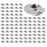 GETLITOOL Nutensteine, 100PCS T-Slot Nutmuttern T Nut Muttern Hammermutter Nut 8 M6 Steg 1,5 mm, Stahl verzinkt, Hammerkopf Befestigungsmutter für Aluminiumprofil-Extrusionsschlitz Standard-30-Serie