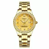 NIBOSI Damen Armbanduhr Analoges Quarz Uhr Zifferblatt in Roségold luxuriöse wasserdichte Diamant-Armbanduhr Edelstahl für Damen automatisches Datum