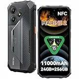 OSCAL Marine 2 Outdoor Handy Ohne Vertrag 2025, 11000mAh 24GB+256GB/2TB, Android 15 Outdoor Smartphone, 6.56' HD+ 90Hz, 16MP+8MP AI Kamera Baustellenhandy, IP69K Wasserdicht, Dual SIM 4G/NFC/OTG/GPS