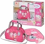 Zapf Creation 832455 BABY born Wickeltasche - Puppenwickeltasche in rosa grau inkl. Wickelunterlage, Windel und Puderdose