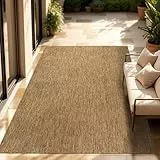 Paco Home Outdoor Teppich, Wetterfest Pflegeleicht Küchenteppich Ideal für Terrasse Balkon Garten, Flachgewebe Sisaloptik Modern Einfarbig meliert, Grösse:160x220 cm, Farbe:Coffee
