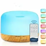 300ml Ultraschall Luftbefeuchter, Aromatherapie Diffusor mit 7 Farben LED Licht, Fernbedienung, 4 Timer, automatische Abschaltung bei Wassermangel, leise für Schlafzimmer, Büro, Babyzimmer,BPA frei