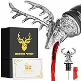 LKKCHER Weinflaschenausgießer und Stopper mit Hirschkopf, Geburtstagsgeschenke, Jagdgeschenke für Jäger, Männer, Vater, Likörflasche, Ausgießer für Alkohol, Spirituosen, Hirschgeschenke, Weingeschenke