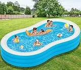 Großer aufblasbarer Pool – 368,3 x 188 x 55,9 cm Familien-aufblasbarer Pool für Erwachsene, 2025 verbesserter extra übergroßer verdickter Swimmingpool, perfekt für Sommerspaß im Hinterhof, schneller