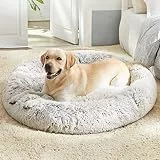 WESTERN HOME WH Beruhigendes Donut-Kuscheltier für Hunde und Katzen, Anti-Angst, wärmend, gemütlich, weich, rund, flauschiges Kunstfell-Plüschkissen für kleine, mittelgroße Hunde und Katzen