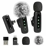 Deecam Mini-Lavalier-Mikrofon für Android und IOS, 360° omnidirektionale Geräuschunterdrückung Mikrofon,Clip-on-Mikrofon,für Videoaufnahmen, Tiktok, YouTube, Vlog Podcast Content Creator