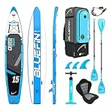 Bluefin Cruise SUP Board Set | Aufblasbares Stand Up Paddle Board | 6 Zoll Dick | Fiberglas Paddel | Kajak Sitz | Komplettes Zubehör' | 5-Jahres-Garantie | 10’8, 12’, 15’