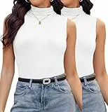 Irevial Damen Rolli Top Elegant Rollishirt Rollkragen Ärmellos Basic Stretch Weste Slim Fit Tank Tops Pullover Einfarbig
