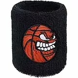 Schweissband mit Basketball Stickerei Bestickt & Absorbierendes Frottee Designer Schweißband | Wristband Basketball Geburtstag Geschenk für Basketballspieler Schweiß-Armband