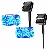 MUXIJIA 2 Stück Solar-Lichterketten für den Außenbereich, 12M / 40Ft 100 LEDS-wasserdichte Lichterketten 8-Modus-Solar-Lichterketten zum Dekorieren von Garten, Terrasse, Hof, Party (Blau)