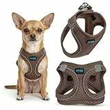 HAPPET Hundegeschirr XXXS für kleine Hunde & Katzen – atmungsaktives Air-Mesh Brustgeschirr, weich gepolstert, leicht & verstellbar, reflektierend, komfortabel & sicher, Softgeschirr für Hunde, Braun