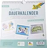 folia 23600 - Dauerkalender, Bastelkalender, mit Spiralbindung, 23 x 24 cm, weiß, für Bilder und Fotos bis max. 13 x 18 cm