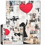Tucocoo Banksy Mädchen Puzzles für Erwachsene 1000 Teile, Roter Ballon Graffiti Kunst Puzzle für Heimdekoration Geschenke, Familie Herausforderndes Puzzle Perfekt