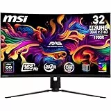 MSI MAG 321CUPDE QD-OLED 32 Zoll UHD Curved Gaming Monitor - 1700R, 3840 x 2160 Quantum Dot OLED Panel, 165Hz / 0,03ms, 99% DCI-P3, Delta E≤2, DisplayHDR True Black 400, DP 1. 4a, HDMI 2.1, USB Type-C