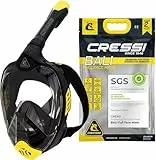 Cressi Bali Vollgesichts-Schnorchelmaske - Schnorchelset für Erwachsene - CO2 Sicher, Klare Sicht, Trockenventil Taucherbrille - 100% Silikon-Passform - Tauchermaske - L-XL