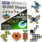 TOSY Magnet Fidget Spinner Glow – 16 Bausteine, 3-in-1: verwandelbarer Fidget-Spinner, Infinity-/Puzzlewürfel, Leuchtend, Ostergeschenk für Kinder/Erwachsene, STEM-Sensorik Anti-Stress Spielzeug