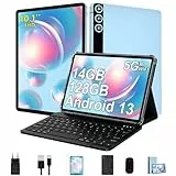 ZIOVO Tablet PC 10 Zoll Android 14 mit 22GB RAM+128GB ROM(1TB TF), Widevine L1, 5G WLAN, Octa-Core 2.0GHz, 8000mAh, 5+8MP, BT 5.0, AGPS, Metallgehäuse Tablet mit Tastatur und Maus - Blau