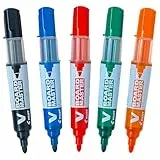 PILOT V-Board Master, Whiteboardmarker mit Rundspitze, 5er Set (Schwarz, Rot, Blau, Grün, Orange)