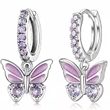 XOEMEL Ohrringe Silber 925 für Damen Creolen Silber 925 Klein mit Zirkonia Ohrringe Herz Hängend Hypoallergen Mini Creolen Gold für Frauen
