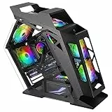Mars Gaming MC61 Schwarz, PC-Gehäuse Gaming Kompaktes Micro-ATX, 4 x 12cm Lüfter, ARGB Chroma, Dual Tempered Glass Fenster