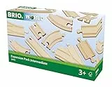 BRIO Bahn 33402 - Mittleres Schienensortiment - 16 Gleise aus Buchenholz für die BRIO Holzeisenbahn - Empfohlen für Kinder ab 3 Jahren