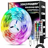 IKERY LED Strip ,RGB Streifen, Farbwechsel Dimmbar Leiste mit IR-Fernbedienung, DIY Bunt Kette für die Beleuchtung von Haus, Party, Küche und Weihnachten Deko, 1 Rollen von 20m