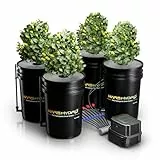 MARS HYDRO DWC Hydrokultur Anbausystem 5 Gallonen Tiefwasserkultur mit 11W Luftpumpe, Mehrzweck-Luftschlauch, Luftstein, 4 Eimern und Topf-Tropfkit