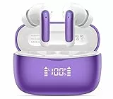 Bluetooth Kopfhörer, Kopfhörer Kabellos Bluetooth 5.3 In Ear Kopfhörer mit 4 ENC Noise Cancelling Mic, 56Std HiFi Stereo Tiefer Bass, IP7 wasserdicht Ohrhörer mit LED Anzeige, Touch Control,2025, Lila