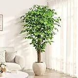 Keeplush Kunstpflanze Ficusbaum 180cm, Künstliche Pflanzen groß wie echt mit Stamm aus Naturholz, Kunstbaum groß für Wohnzimmer, Schlafzimmer, Büro, Garten