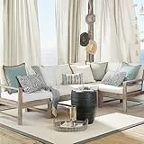 PONY DANCE Outdoor Gardinen Boho Leinen 2er Set H 243 x B 140 cm wasserdichte Outdoorvorhänge mit Klett-Schlaufen Terrasse/Pavillon Vorhänge Halbtransparent Balkon Vorhang Outdoor, Beige