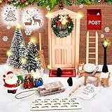 FORMIZON Wichteltür Set, Holz Miniatur Weihnachtswichtel Tür Zubehör Set, 27 Stück Wichtelhaus Weihnachtsdeko, Wichteltür Zubehör Komplettset, DIY-Dekoration für Feentür Weihnachtsdeko