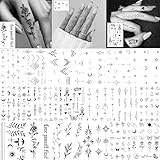 18 Blätter Kleine Blumen Schmetterling Temporäre Tattoos Für Finger, Fake Tattoos Für Hände Schmuck Klebetattoos Erwachsene Frauen Tattoos Zum Aufkleben Auf Die Haut, Y2k Pfeil Punkte Tattoo Aufkleber