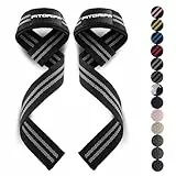 Fitgriff® Zughilfen (gepolstert) für Krafttraining, Bodybuilding, Fitness - Kreuzheben Gurte - Lifting Straps - für Frauen und Männer (Black/Grey)