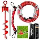 Snagle Paw Bodenanker für Hunde mit Lock-Cap, 6M Leine with Erdanker für Außen/Garten/Camping mit Stoßdämpfender Bungee-Leine, 360°drehbarer Rostfreier Bodenanker für Leinen, Ketten bis 360 lbs
