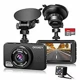 ORSKEY Dashcam Auto Vorne und Hinten inkl. 32GB SD-Karte 1080P Full HD Autokamera Doppelobjektiv Dashcam für Autos 170 Weitwinkel mit Loop-Aufnahme und G-Sensor, Front-Inner,LCD