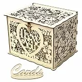 TOPCHANCES DIY Hochzeitskartenbox Rustikale Holzkartenbox mit Schloss und Kartenschild, Geschenkkarte Hochzeit Spardose Etui Perfekt für Hochzeiten Dekoration (I Love You, Large)