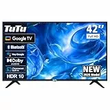 TuTu TUG42FD1 Fernseher 42 Zoll (106cm), Full HD Smart TV, Google TV mit WLAN, Bluetooth, APP Store, Chromecast, USB, HDMI, Triple Tuner DVB-C/S/S2/T/T2