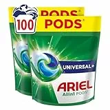 Ariel Waschmittel Pods All-in-1, Flüssigwaschmittelkapseln 100 Wäschen, Universal+, Fleck-Weg-Power ab der 1. Wäsche, selbst in kaltem Wasser