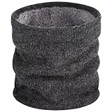 BARFULKER Winter Halsschlauch Herren Damen Warm Gefüttert Strickschal - Schlauchschal Halswärmer Gesichtsschal Fleece Loop Schal Winddichte Gesichtsmaske,Dunkelgrau