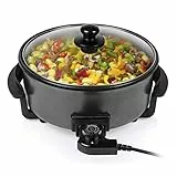 Tristar XL Sauteuse – 30 cm Durchmesser, 5 l Fassungsvermögen, für 4 Personen, mit Trenner, einstellbarer Thermostat, 1500 W, Schwarz, PZ-9135