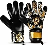 Keeperking Torwarthandschuhe, Fußballhandschuhe für Erwachsene, Kinder und Jugendliche, mit und ohne abnehmbaren Fingerschutz (4 mm), Verschiedene Größen und Farben, Unisex Gold 7