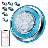 Direkt Unter Wasser Installieren 54W 12V LED Poolbeleuchtung Unterwasser Pool Beleuchtungen 18*3W RGB LED-Chips Bluetooth-Steuerung APP IP68 Wandmontierte 32 Lichteffekte Farbwechsel Poolzubehör