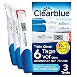 Clearblue Schwangerschaftstest Triple-Check Ultra Früh Kombipack, Ergebnisse 6 Tage früher, 3 Tests
