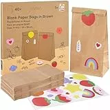 Kraftpapier Tüten: 40x braune Papiertüten – 18x10cm – mit Sticker – ideal als Geschenk Tüte und Adventskalender zum befüllen – nachhaltig – Geschenktüten Kindergeburtstag und Weihnachten von LIVAIA